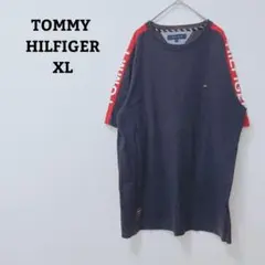 トミーヒルフィガー　Tシャツ　プリント　ロゴ刺繡　綿100　カジュアル　XL