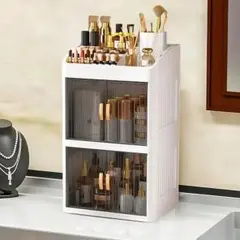 1つの折りたたみ式スライドドア化粧品収納ケース(透明カバー、大容量)