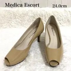 〖美品〗メディカエスコート パンプス エナメル オープントゥ ベージュ 日本製