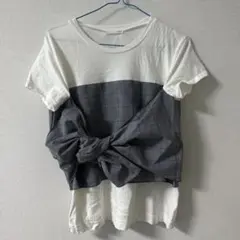 インデックス　INDEX カットソー　M Tシャツ　リボン　切替