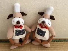シェフ犬のぬいぐるみ2体セット　ハンドメイド