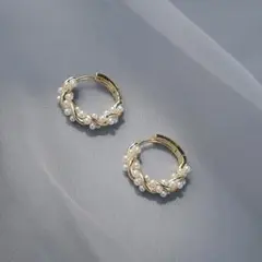 再入荷♡　ゴールド　フープ　ピアス　パール　リング　フォーマル　高級感