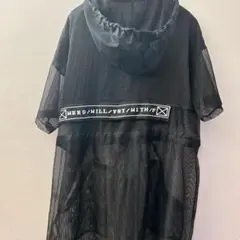メッシュ　パーカー　黒　ロング