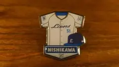 ライオンズ 75周年記念ユニフォーム　51西川ピンバッジ