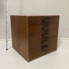 古い書類ケース 引き出し 5段 木製 小物入れ 収納箱 昭和レトロ ヴィンテージ