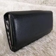 バーバリー 長財布 ノバチェック がま口 ロゴ型押し レザー キャンバス