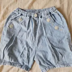 cottoli 貝殻刺繍 ライトブルー ハーフパンツ 110