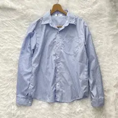 ヨーロ yolo ロングスリーブストライプシャツ ブルー系長袖シャツ　M