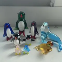 ガラス製海の動物フィギュア9体セット