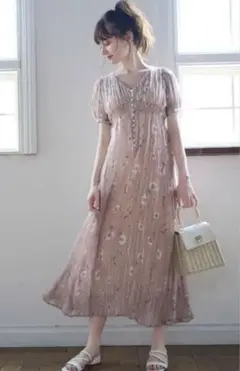 GRL 花柄ワッシャープリーツシフォンワンピース