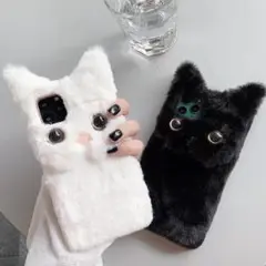 ﻿新品未使用 iPhone11ケース　黒猫ファーケースiphoneケース