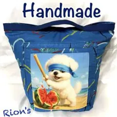 スイカわりマルチーズhandmadeコンビニエコバッグ