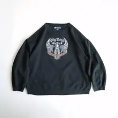 ビッグドッグス　ハーレー風刺繍デザイン　スウェット　黒　L ゆるだぼ　古着