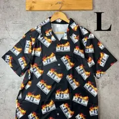 ✅新品未使用　柄シャツ　半袖　総柄　オープンカラーシャツ　ルード　ファイヤー　L