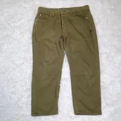 Lee【M】7分丈デニムパンツ ジーンズ　カーキ　メンズ　ボタンチェック