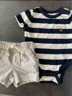 baby gap 6-12ヶ月　ストライプロンパースとショートパンツセット