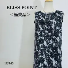 【極美品】ブリスポイント ノースリーブワンピース リーフ柄 裏地付き Ｍ 黒×白