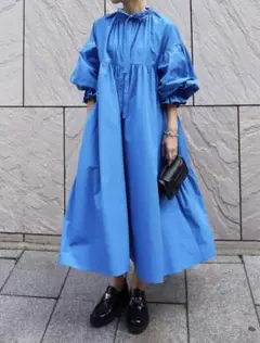 machatt マチャット リボンバックティアードドレス ブルー