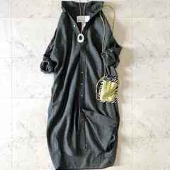美品＊TICCA ティッカ リネンロングシャツワンピース F 麻100 長袖