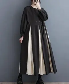 【白黒モノトーンおしゃれワンピ】