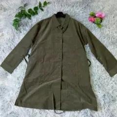 【GIANNI LO GIUDICE】オリーブグリーン 長袖シャツ 36 紐付き