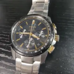 SEIKO WIRED ソーラー クロノグラフ 腕時計 ブラック×ゴールド