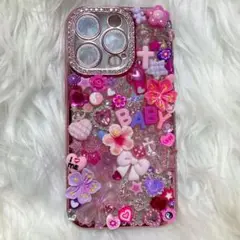 デコ電 iPhoneケース ピンク iPhone15Pro 平成GAL