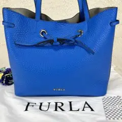 極美品✨FURLA コスタンザ 巾着型 シボ革トートバッグ