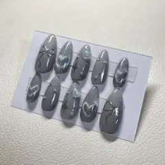 グレー シルバー マグネット ネイルチップ