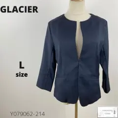 訳あり GLACIER グラシア ノーカラージャケット シンプル ラメ入り 上品