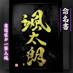 【書道依頼制作】売れっ子書道家が手書きで一筆入魂命名書A4黒紙金文字スタンダード