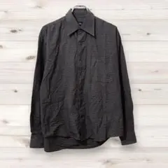 D0306 ユーロシック 長袖シャツ (M) 黒 レギュラーカラー 綿/コットン