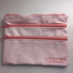 L'OCCITANE ピンクポーチ 2ジッパー