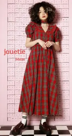 ✿jouetie✿ビックカラー レースワンピース　 レッドチェック　Mサイズ