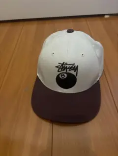 Stussy 8ボールキャップ ホワイト/バーガンディ