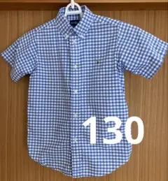 (難あり)ポロラルフローレン ギンガムチェック シャツ ブルー 130cm