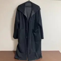 リバーシブルフード付きダークグレーコート　フリーサイズ