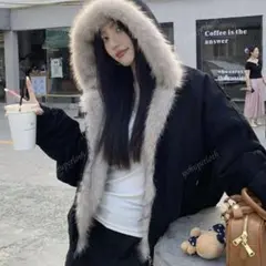 ファー付きフード ブラックジャケット