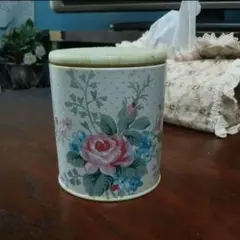薔薇柄　小物入れ　缶　デコパージュ