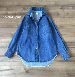 【美品】スピックアンドスパン　デニムシャツ　インディゴ　肉厚　厚手　キレイめ