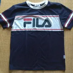 FILA ストライプ Tシャツ Lサイズ ネイビー