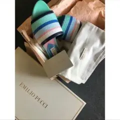 エミリオプッチ　ミュール　シフォンフリル　サンダル　外箱　保存袋付き♪ EMILIO PUCCI エミリオプッチ PVCサンダル ビニールサンダル