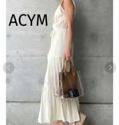 ACYM アシーム　ノースリーブ airy cloth ワンピース　白ワンピ