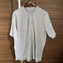 無印良品 MUJI labo 綿鹿の子編みノーカラーポロシャツ　L〜XL