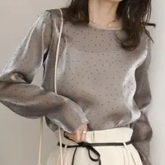 【Bab】バブ　レディース　フロッキードット　ブラウス　シアー　完売品