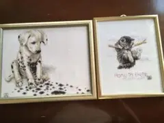 クロスステッチ刺繍完成品(仔犬と仔猫) ニセット