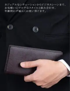 【新品】二つ折り長財布 ブラウン 牛革 十字紋 本革 茶色 カジュアル