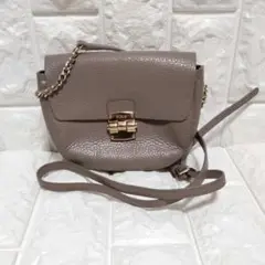 FURLA フルラ レザー ミニショルダーバッグ グレー