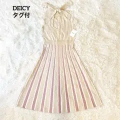 未使用　DEICY ノースリーブニットワンピース　ウエストリブ　バックリボン