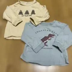 Lucky Brown Bear & 恐竜デザイン トップス2枚セット